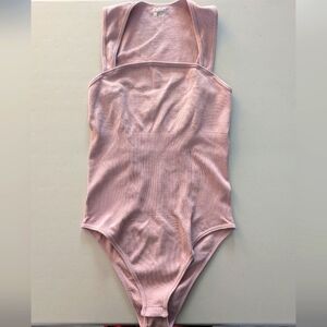 Pink Ribbed Bodysuit
